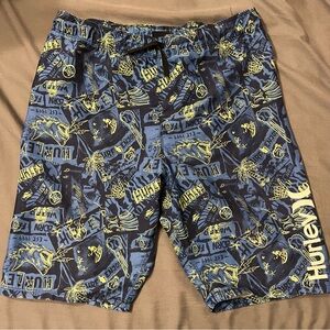 Hurley Blue and Yellow Graphic Board Shorts